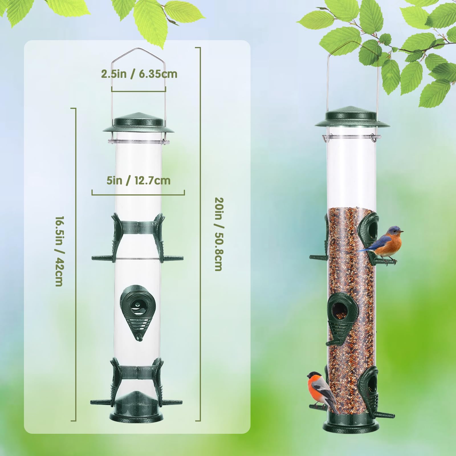 MIXXIDEA clear tube design showing seed levels for easy monitoring