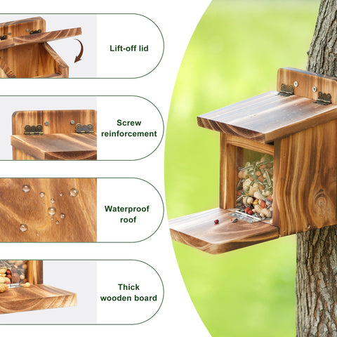 MIXXIDEA Deck Squirrel Feeder Box on rail clamp for easy balcony installation