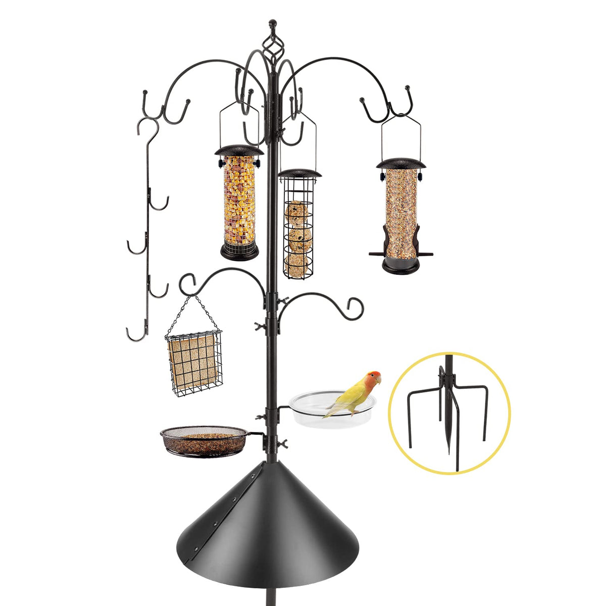 MIXXIDEA Deluxe Bird Feeding Station assembly shows quick outdoor setup