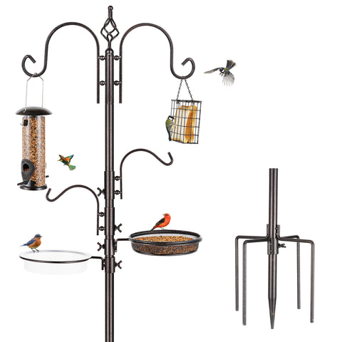 MIXXIDEA Deluxe feeding station pole with dual top hooks for flexible placement