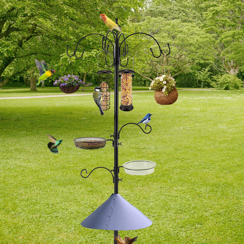 MIXXIDEA Deluxe Bird Feeding Station six-hooks configuration supports diverse food options