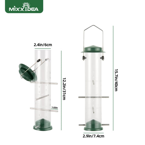MIXXIDEA Metal Finch Feeder features a sturdy lid and base.