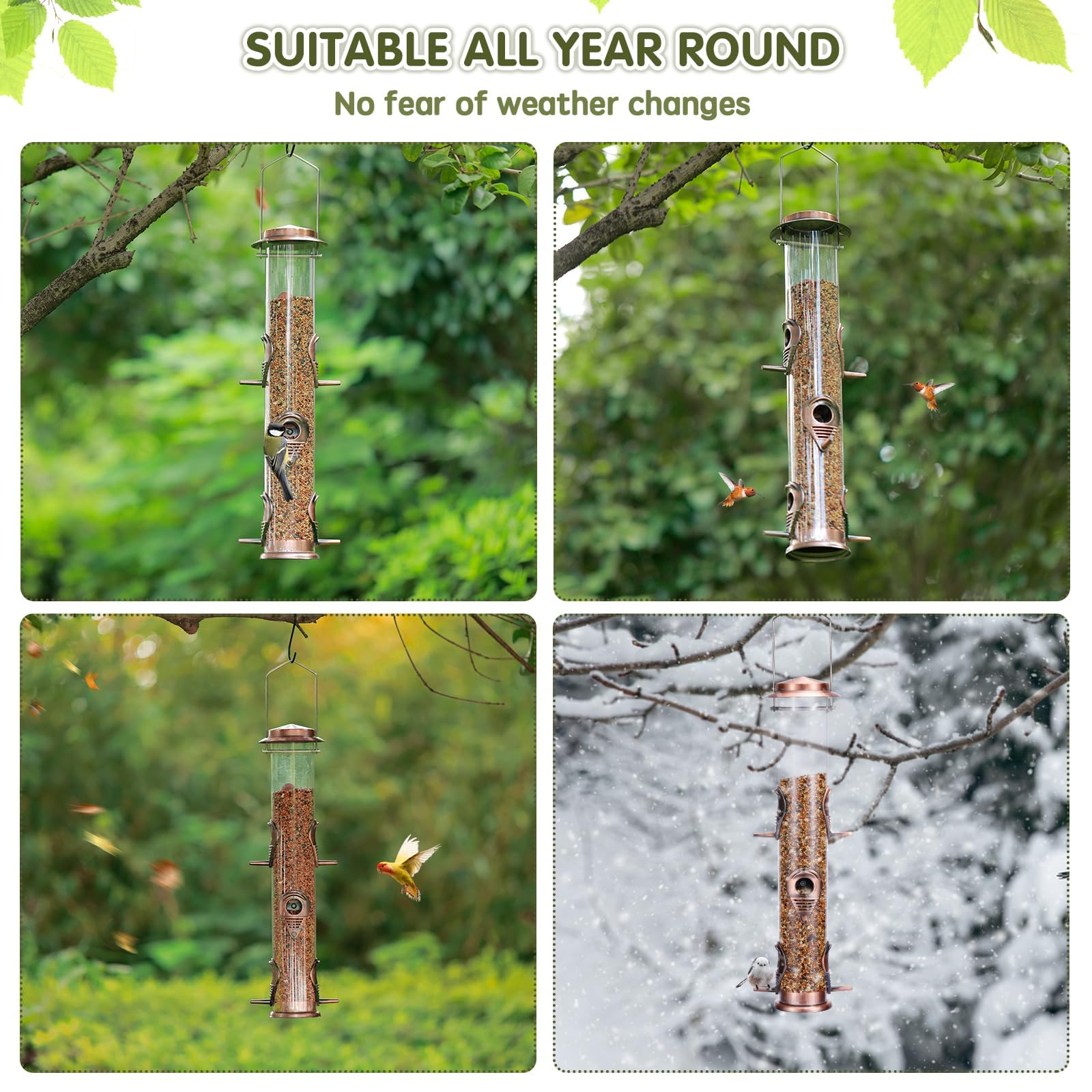 Durable metal top and bottom improve weather resistance for outdoor use.