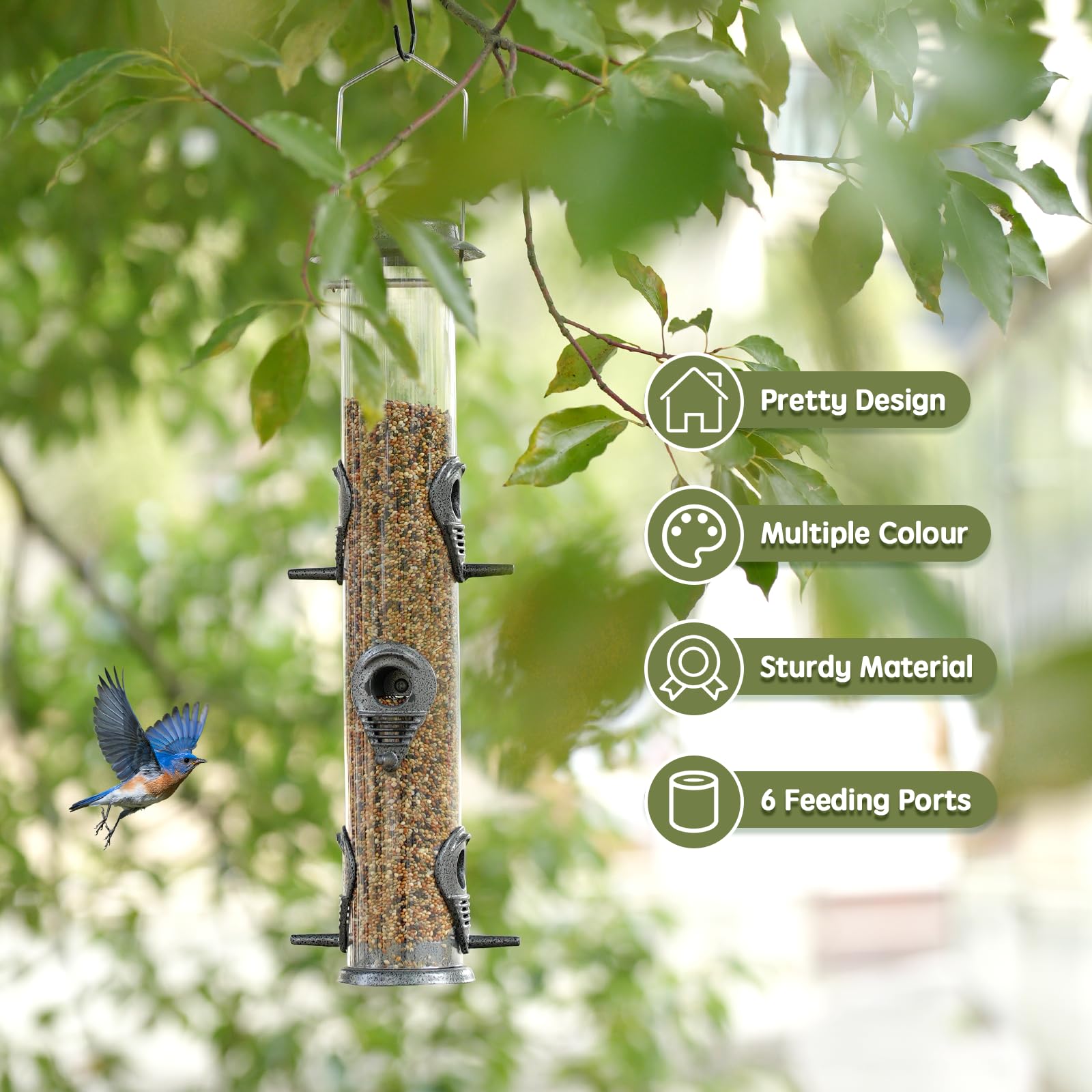 MIXXIDEA metal construction on top and bottom for durable outdoor use.