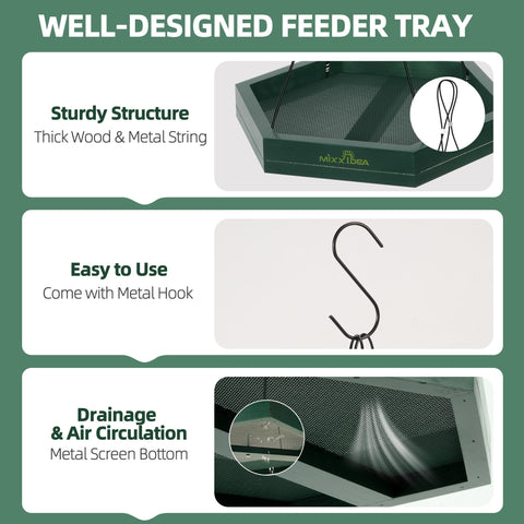 MIXXIDEA easy-clean refill bird tray simplifies maintenance and refilling.