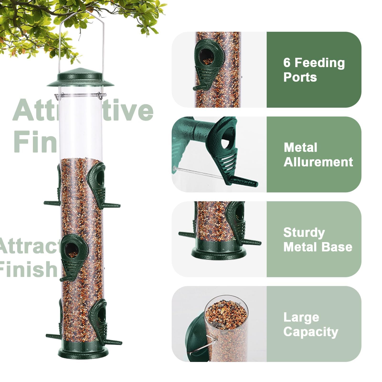 MIXXIDEA hard plastic wild bird feeder offers chew-resistant durability
