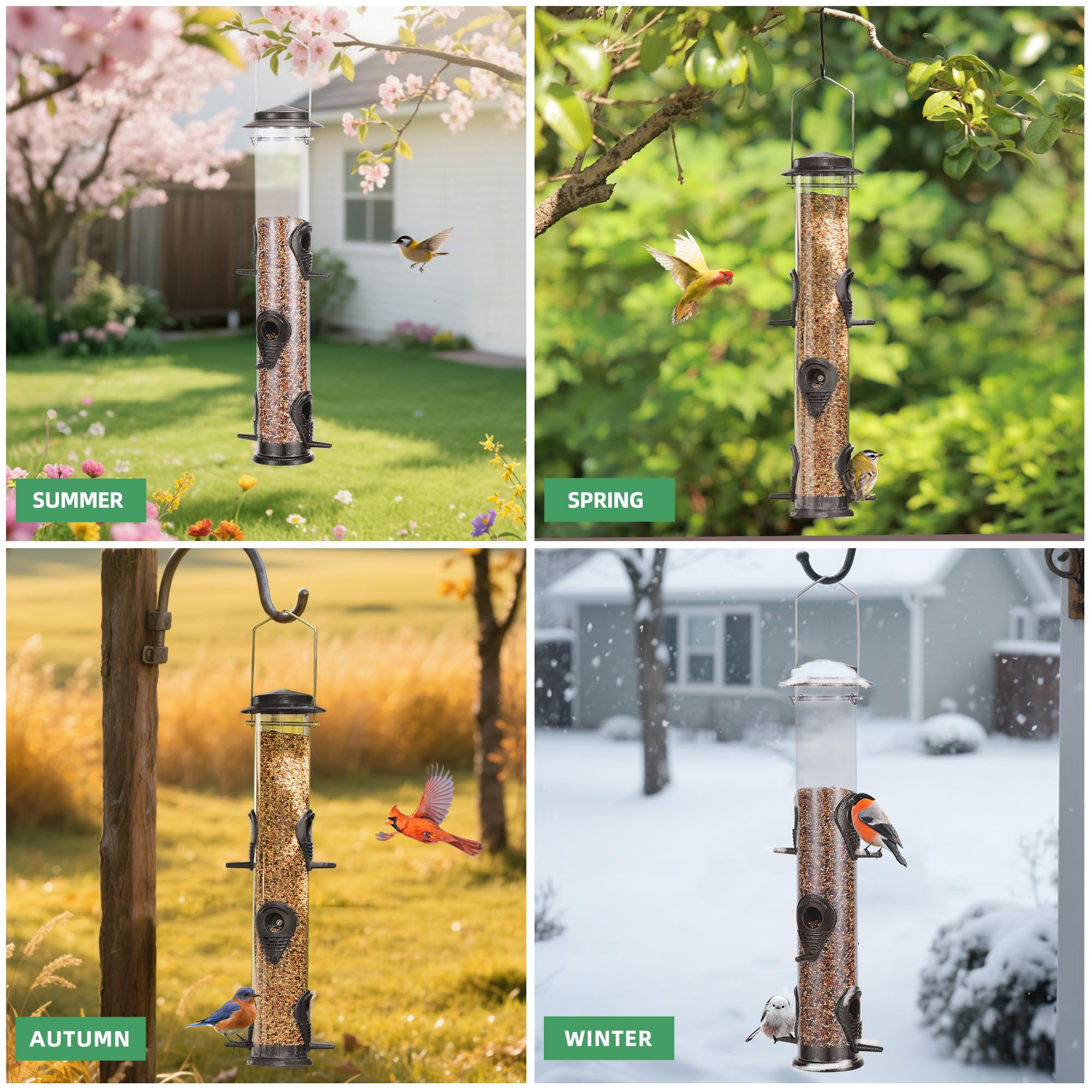 MIXXIDEA hummingbird-friendly feeder attracts hummingbirds and garden birds.