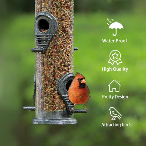 MIXXIDEA outdoor bird feeder dimensions 5x5x20 inches in a garden setting