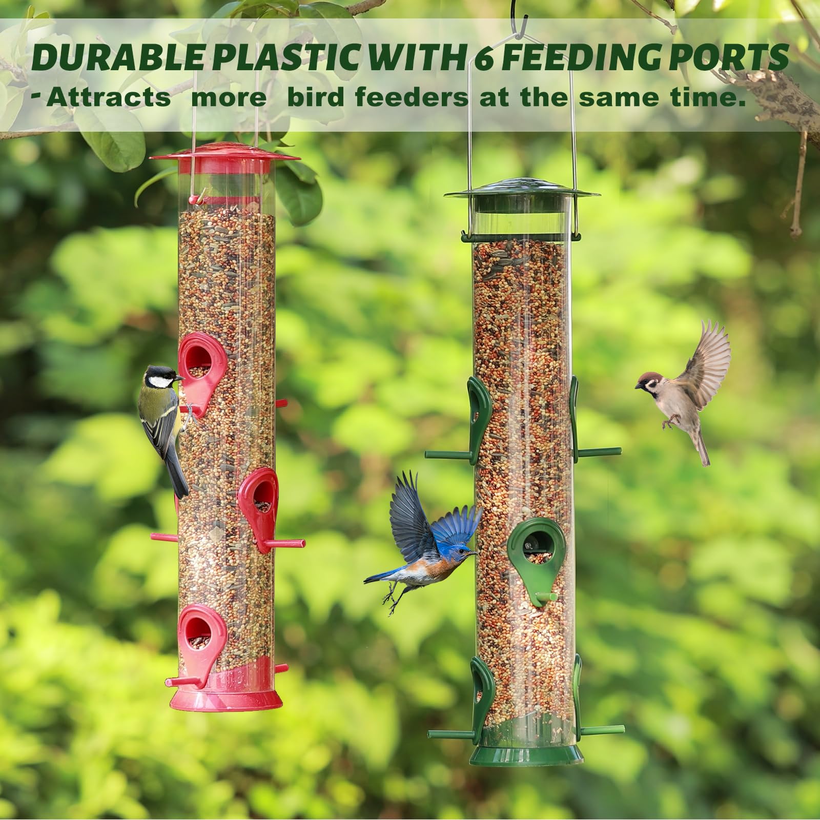 MIXXIDEA outdoor hanging feeder with 6 ports for cooperative feeding