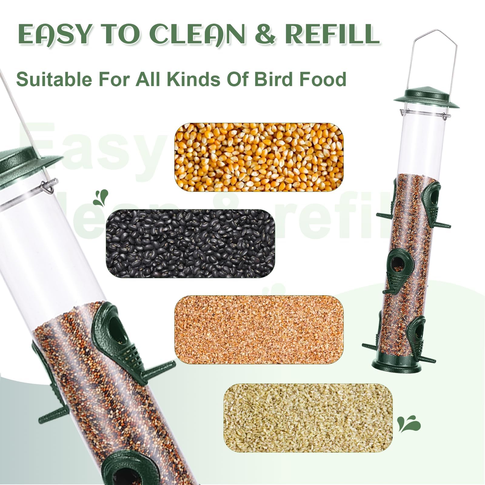MIXXIDEA metal bird feeder with durable 1.4mm shell keeps seeds safe from chew.