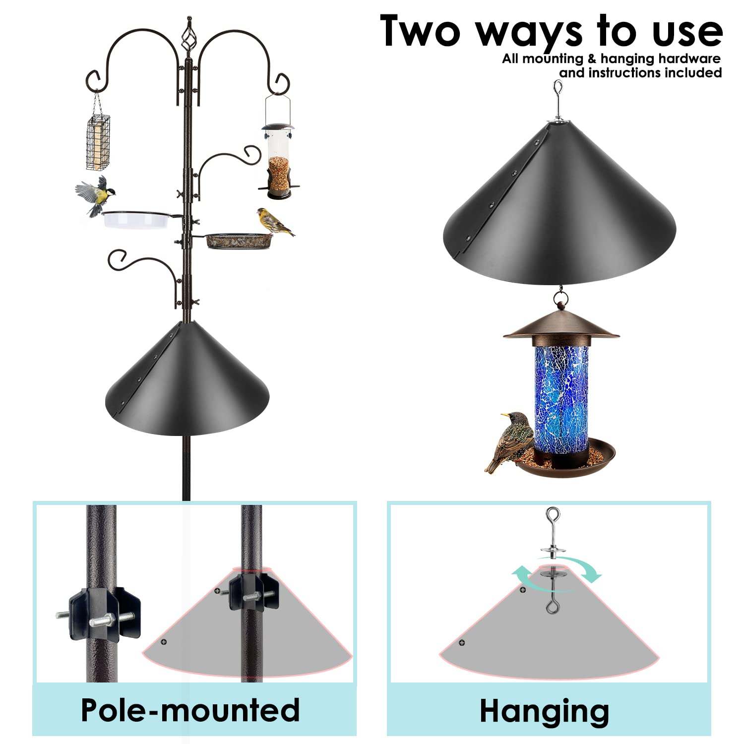 MIXXIDEA planter hanger attachment adds garden décor while feeding birds.