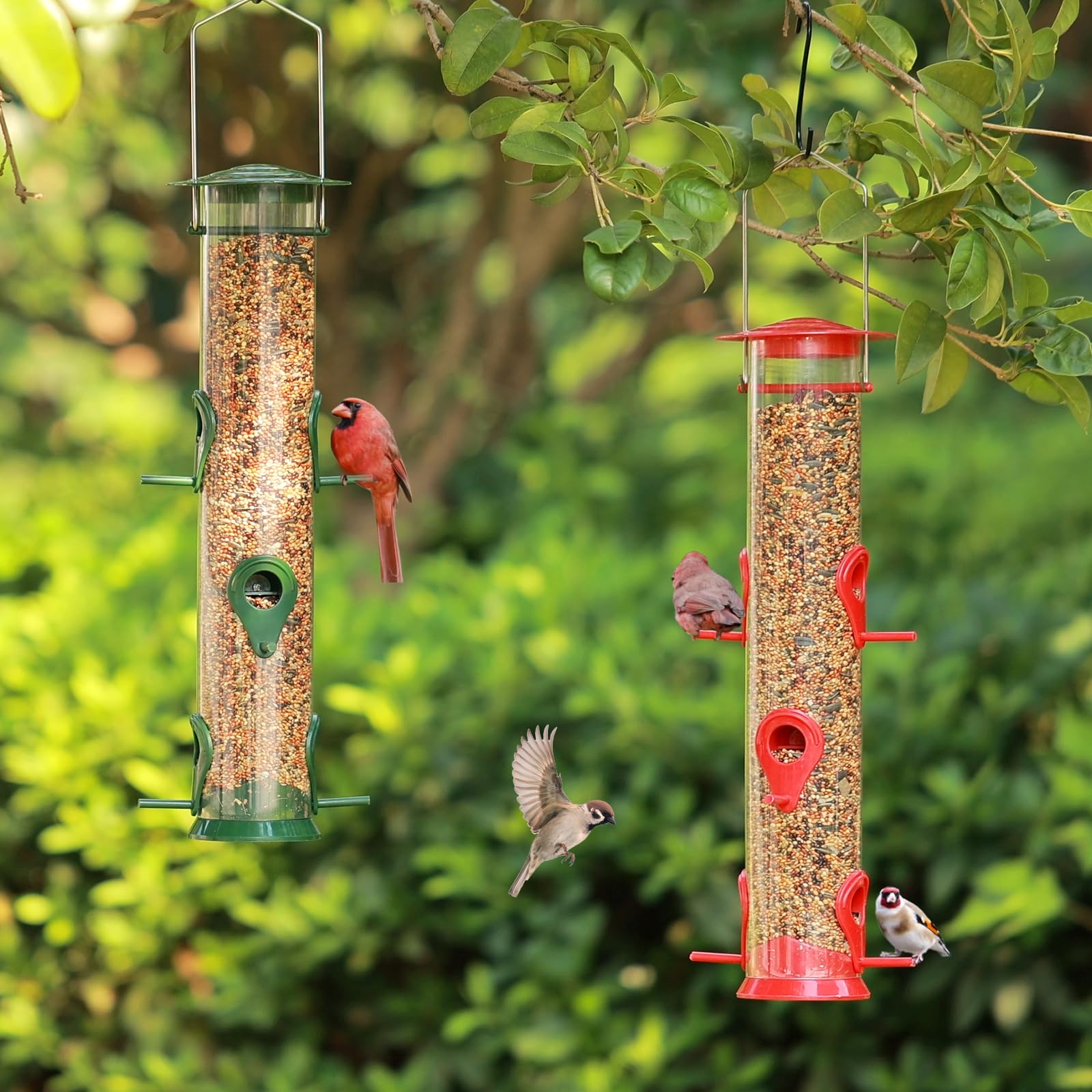 MIXXIDEA red-green bird feeder adds color to your garden