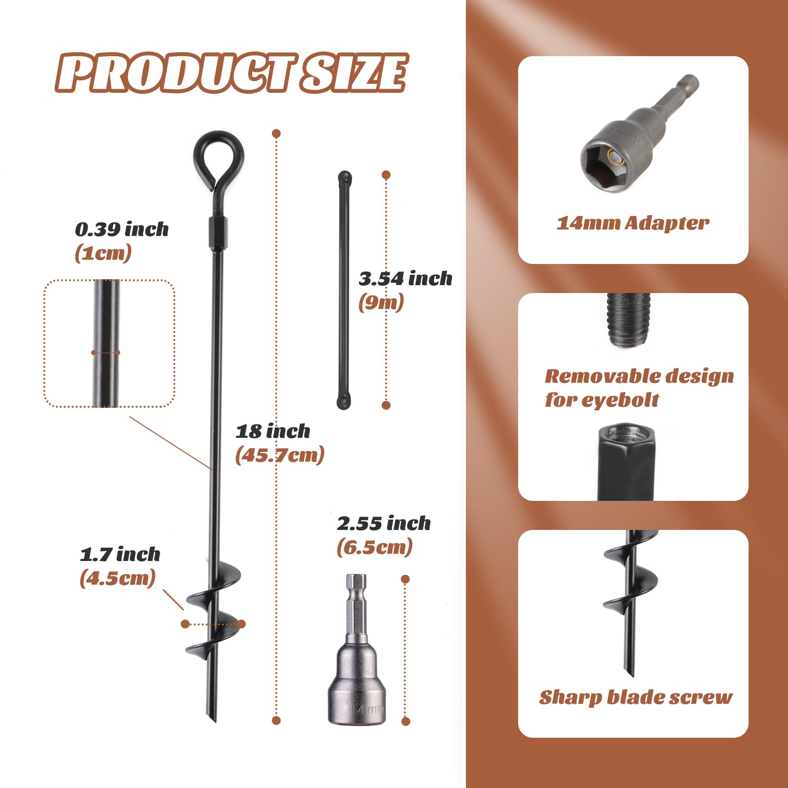 MIXXIDEA screw-in ground stake in solid metal resists rust.