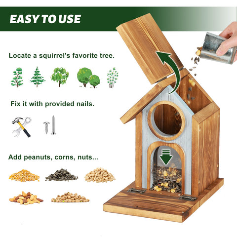 MIXXIDEA squirrel feeder open roof for easy loading and cleaning