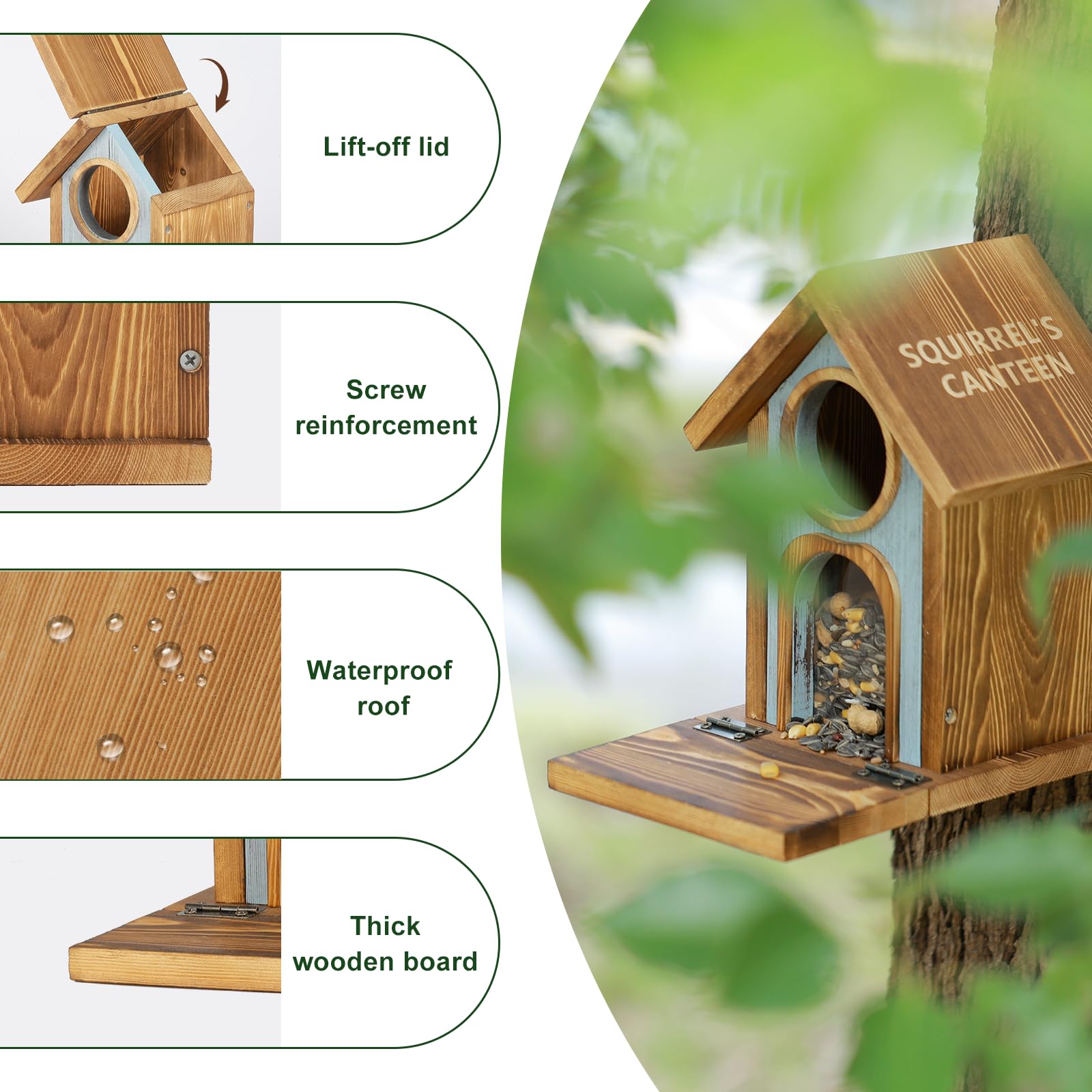 MIXXIDEA squirrel feeder two openings for diverse treats