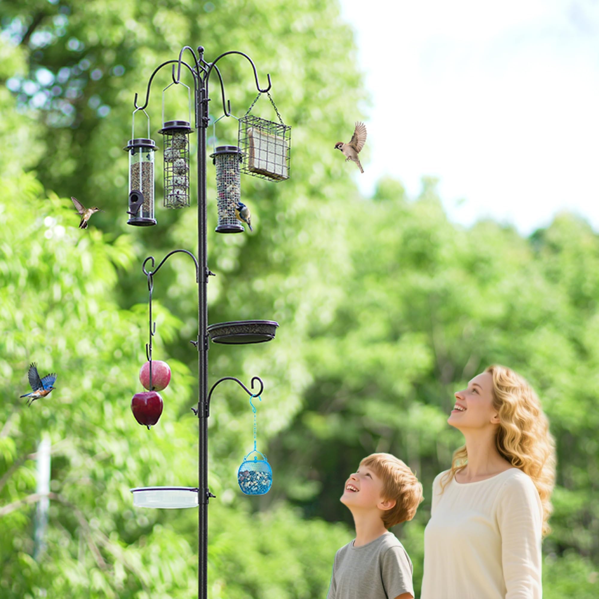 MIXXIDEA suet cage integrated into the feeder station for protein-rich treats.