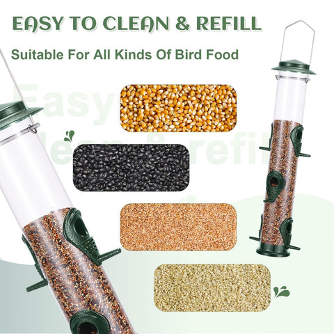 MIXXIDEA tube bird feeder with steel hanger for easy outdoor hanging