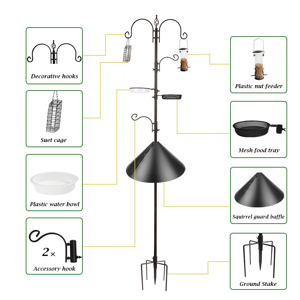 MIXXIDEA two-top shepherd hooks maximize feeding space for visitors.