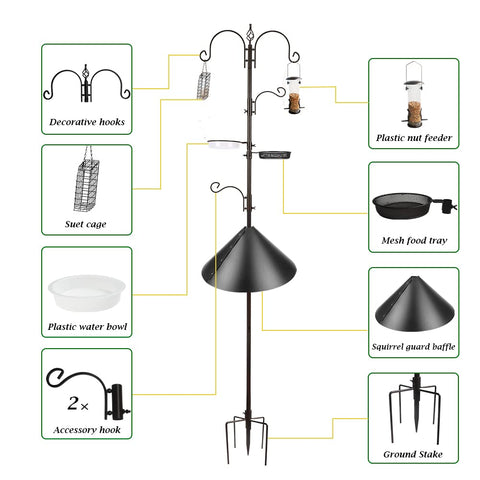 MIXXIDEA two-top shepherd hooks maximize feeding space for visitors.