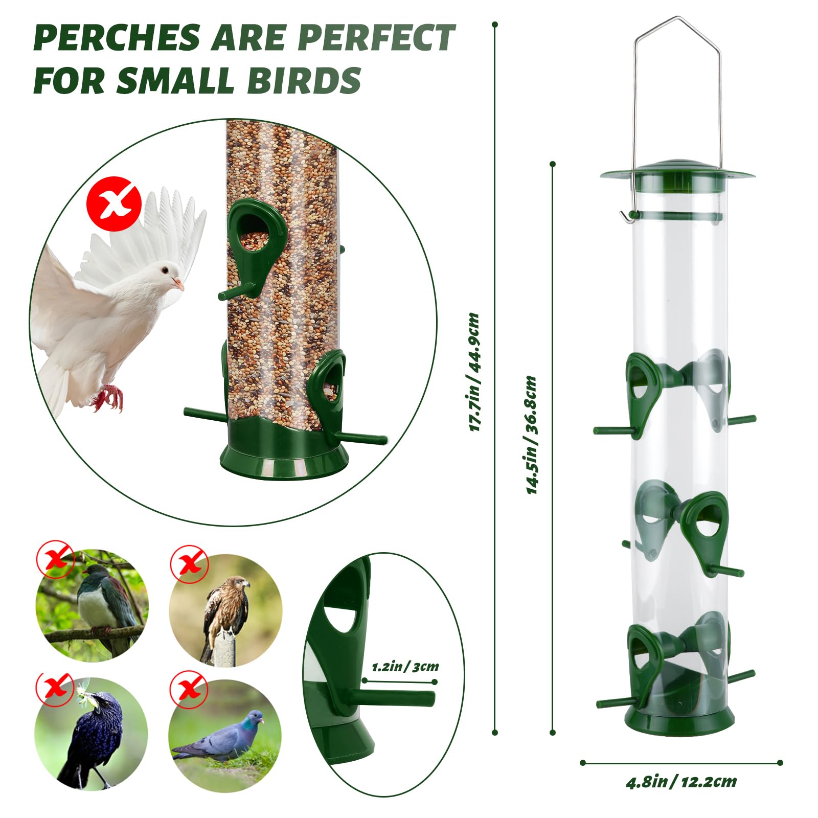 MIXXIDEA Weatherproof plastic bird feeder suits year-round outdoor use.