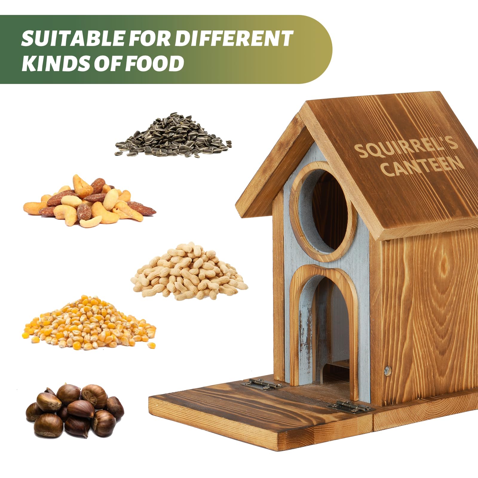 MIXXIDEA wooden squirrel feeder durable construction withstands outdoor weather