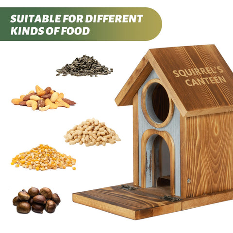 MIXXIDEA wooden squirrel feeder durable construction withstands outdoor weather