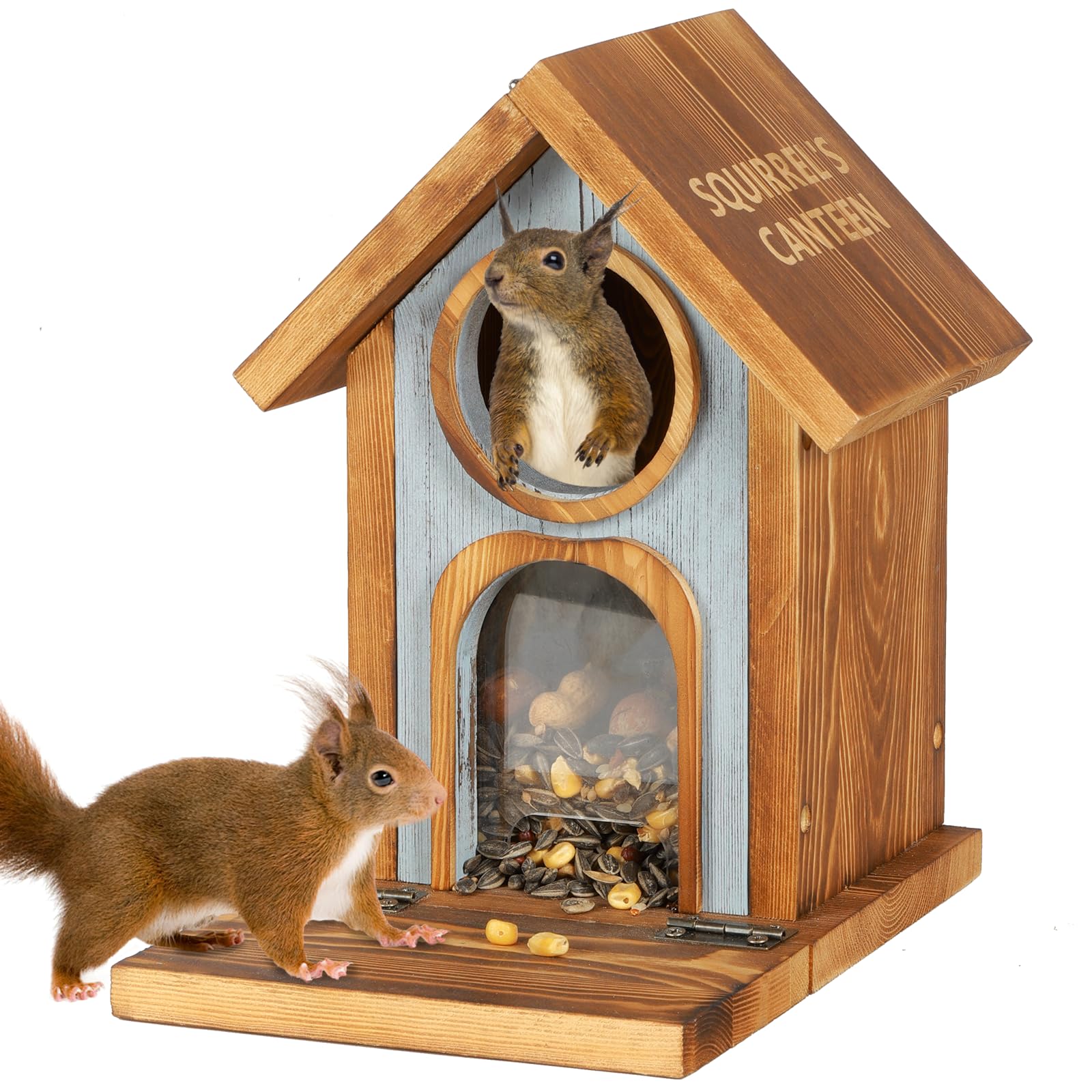 MIXXIDEA wooden squirrel feeder large-capacity design for nuts and chestnuts