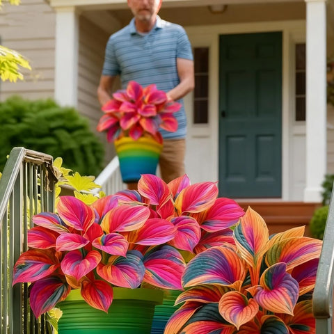 Mixrug 207+ hosta seeds highlight golden margins for standout garden focal points.