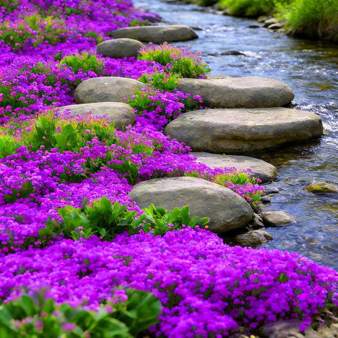 Mixrug bee and butterfly-friendly thyme seeds invite pollinators to the garden.