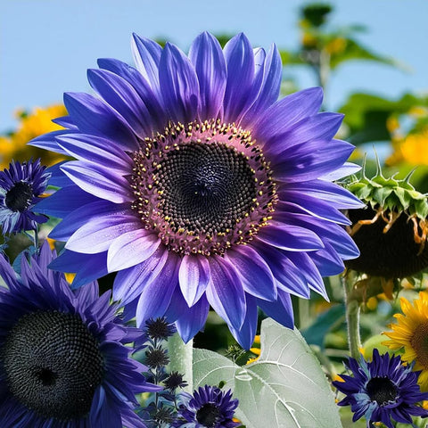 Mixrug color-filled sunflower seed mix creates bright, wildlife-friendly garden showcases