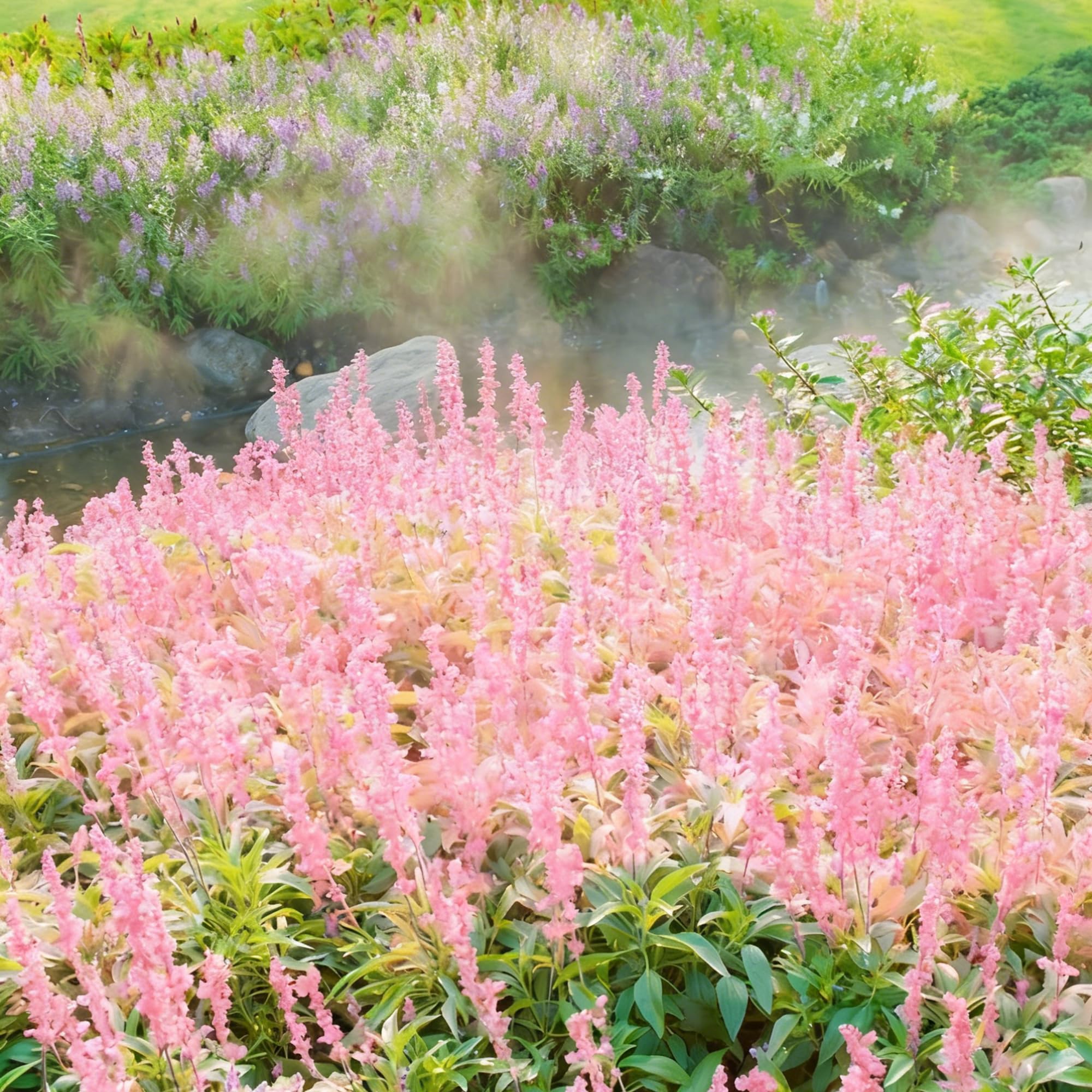 Mixrug lavender plants thriving in a container garden