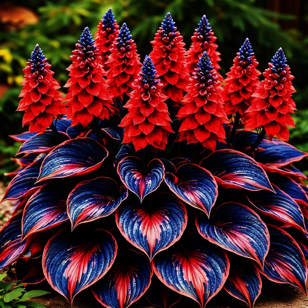 Mixrug Hosta seeds showcase decorative blue-green foliage for shaded garden features.