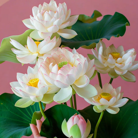 Mixrug lotus thrives in outdoor ponds and water features