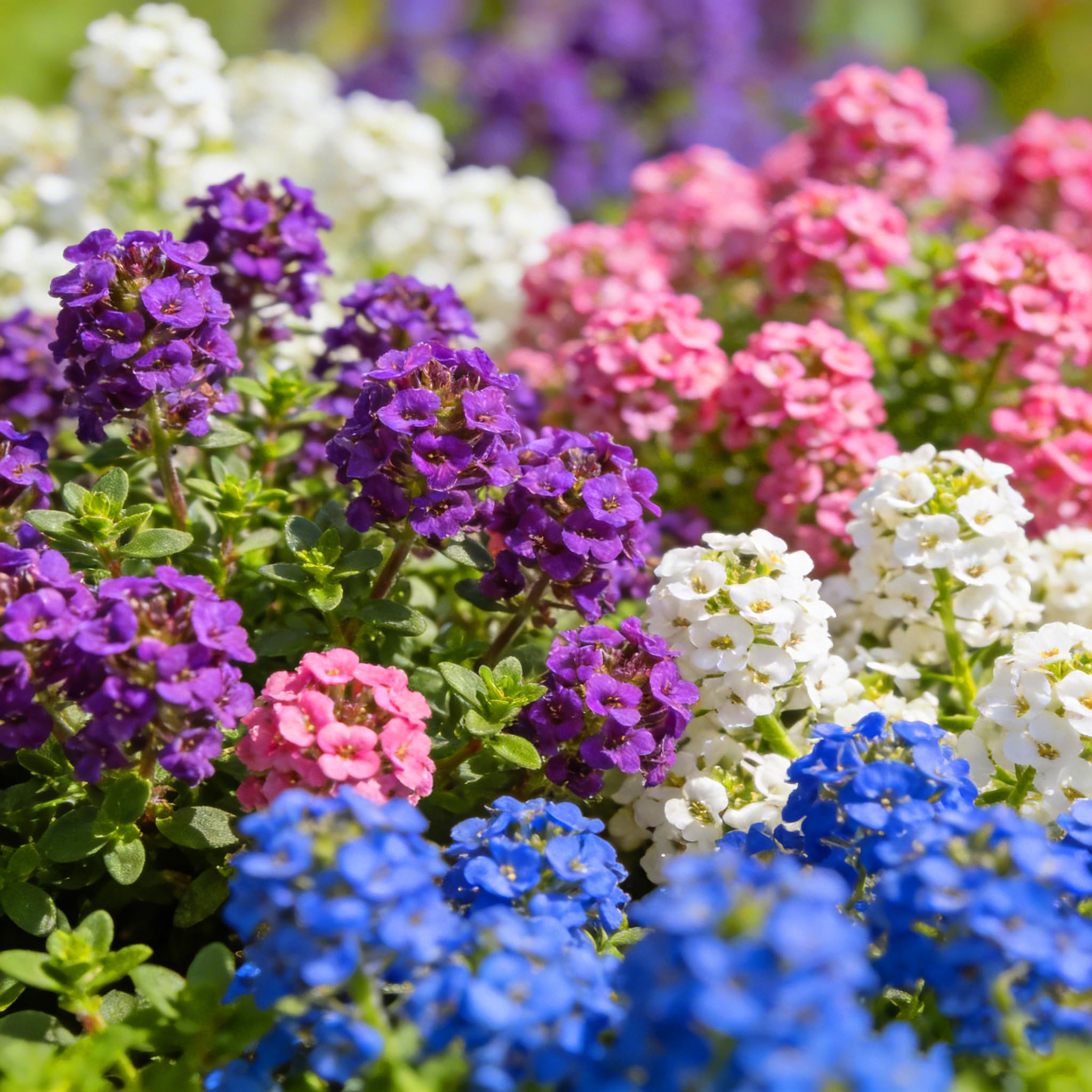Mixrug patch of creeping-thyme flowers adds fragrance and sunny-border color.