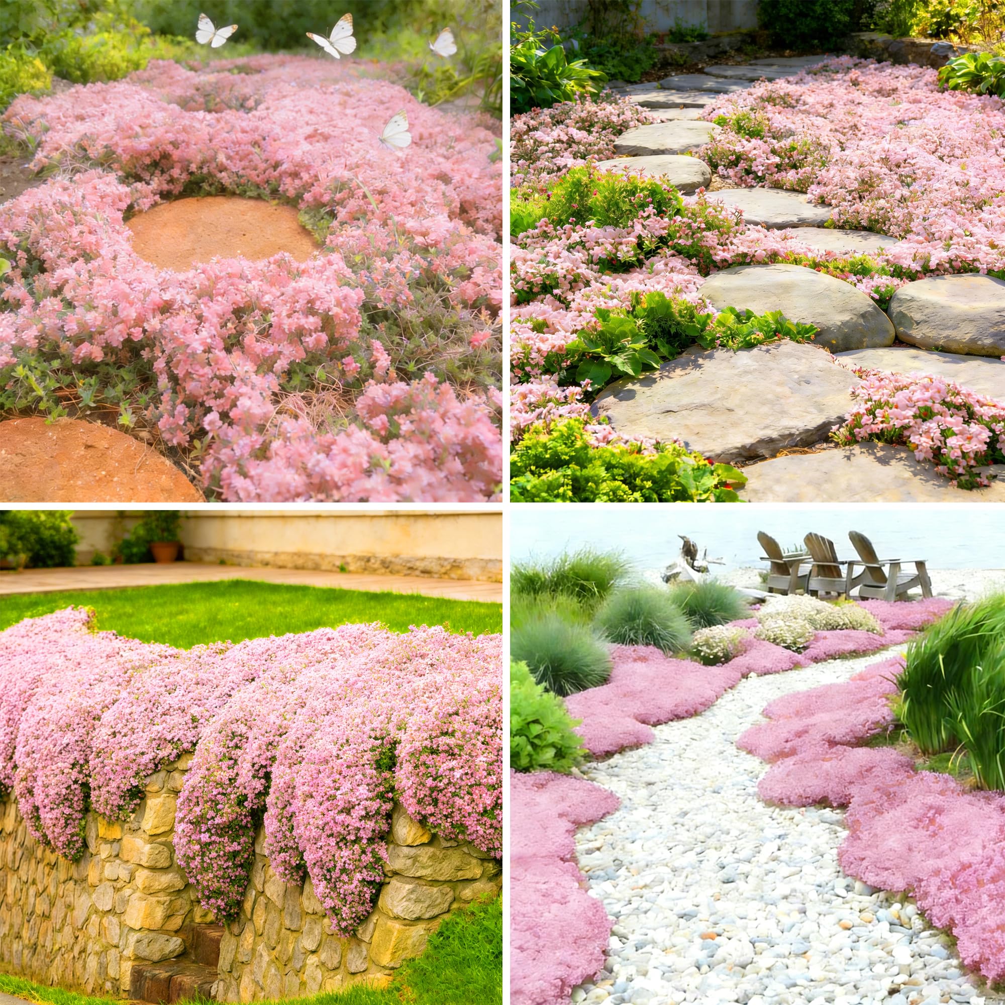 Mixrug pink creeping thyme seeds pack for easy ground cover