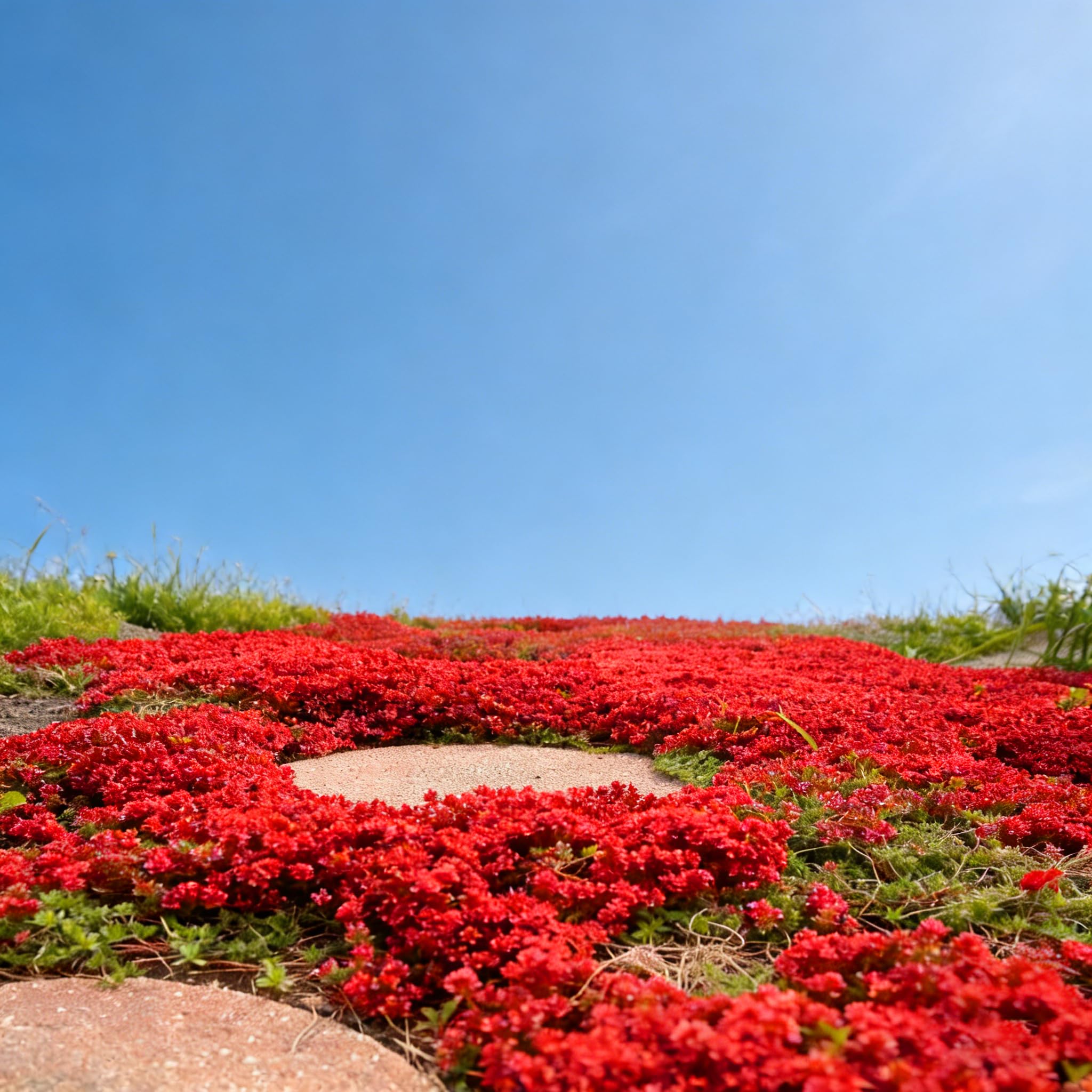 Mixrug Red Creeping Thyme purple blooms emphasize ornamental, pollinator-friendly borders.