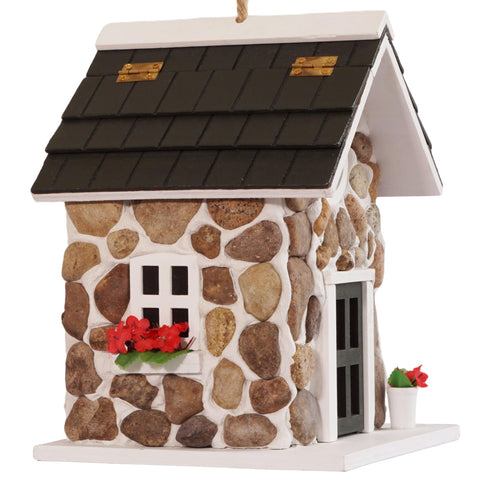 MIXUMON bird house in backyard view with natural backdrop