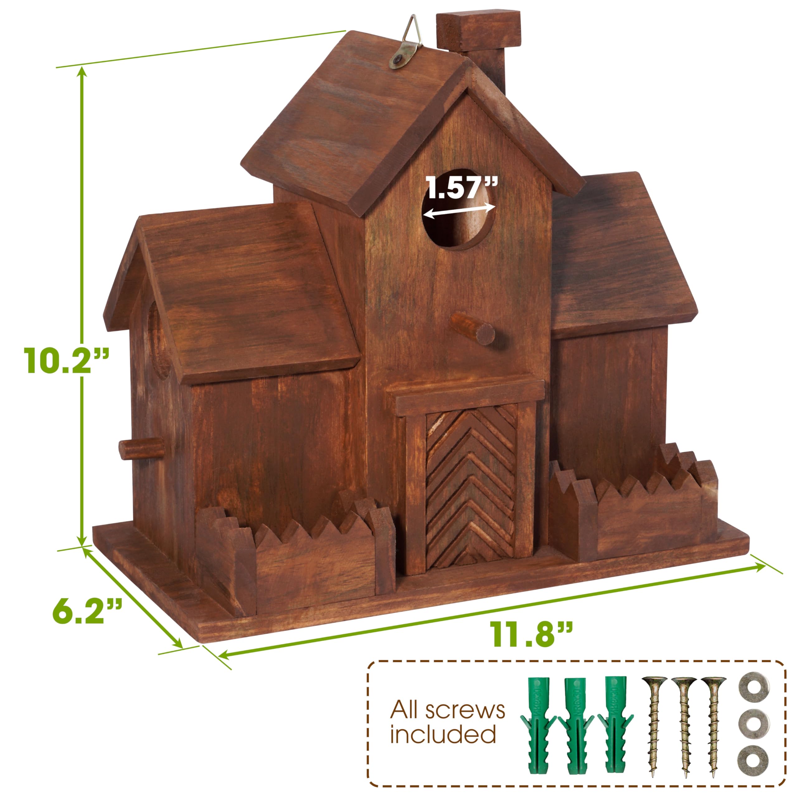 MIXUMON Bird House front feeders attract birds with convenient seed access.