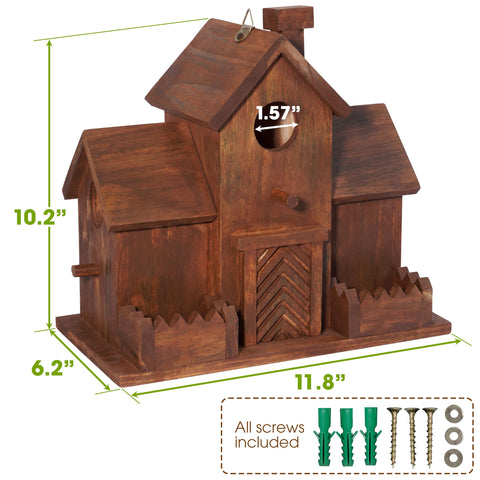 MIXUMON Bird House front feeders attract birds with convenient seed access.