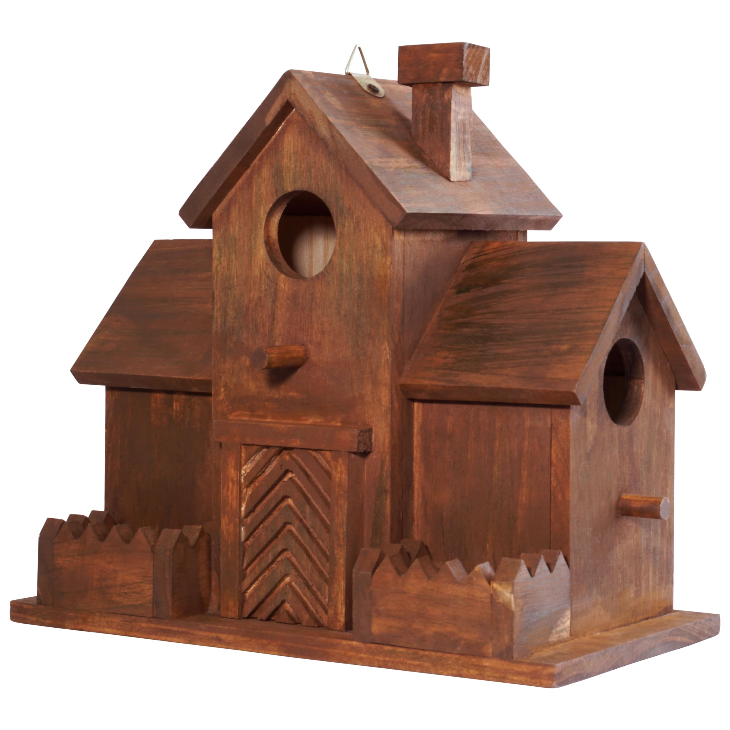 MIXUMON Rustic castle-style bird house adds garden charm.