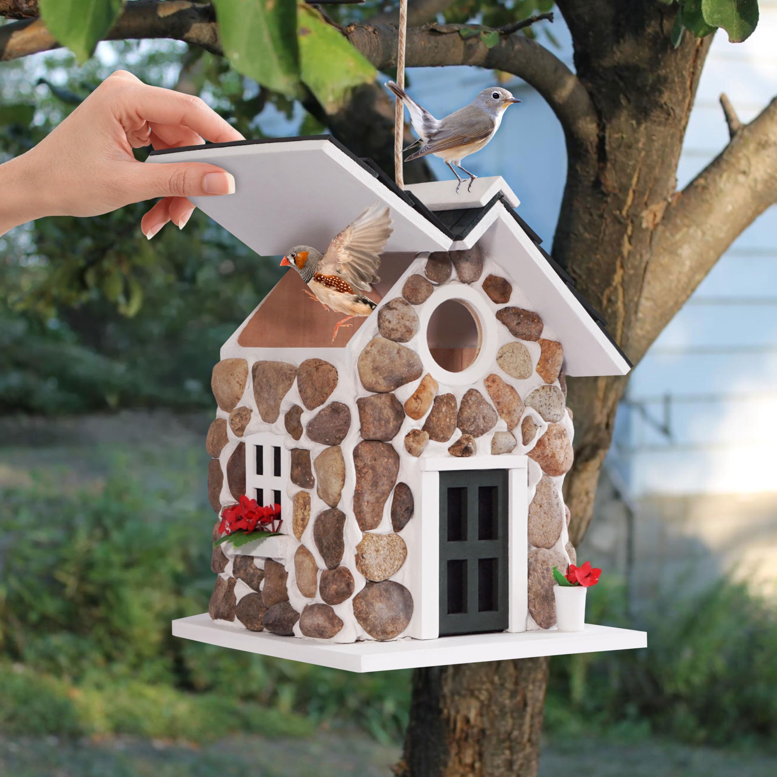 MIXUMON bird house stone accents detail for natural look