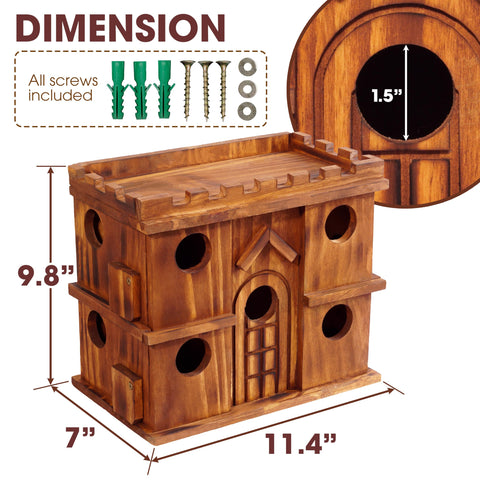 MIXUMON castle-style birdhouse design adds decorative rustic charm to your garden.