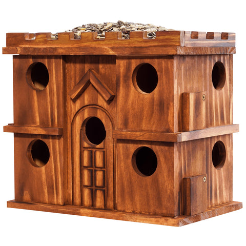 MIXUMON outdoor birdhouse doubles as garden décor and wildlife habitat.