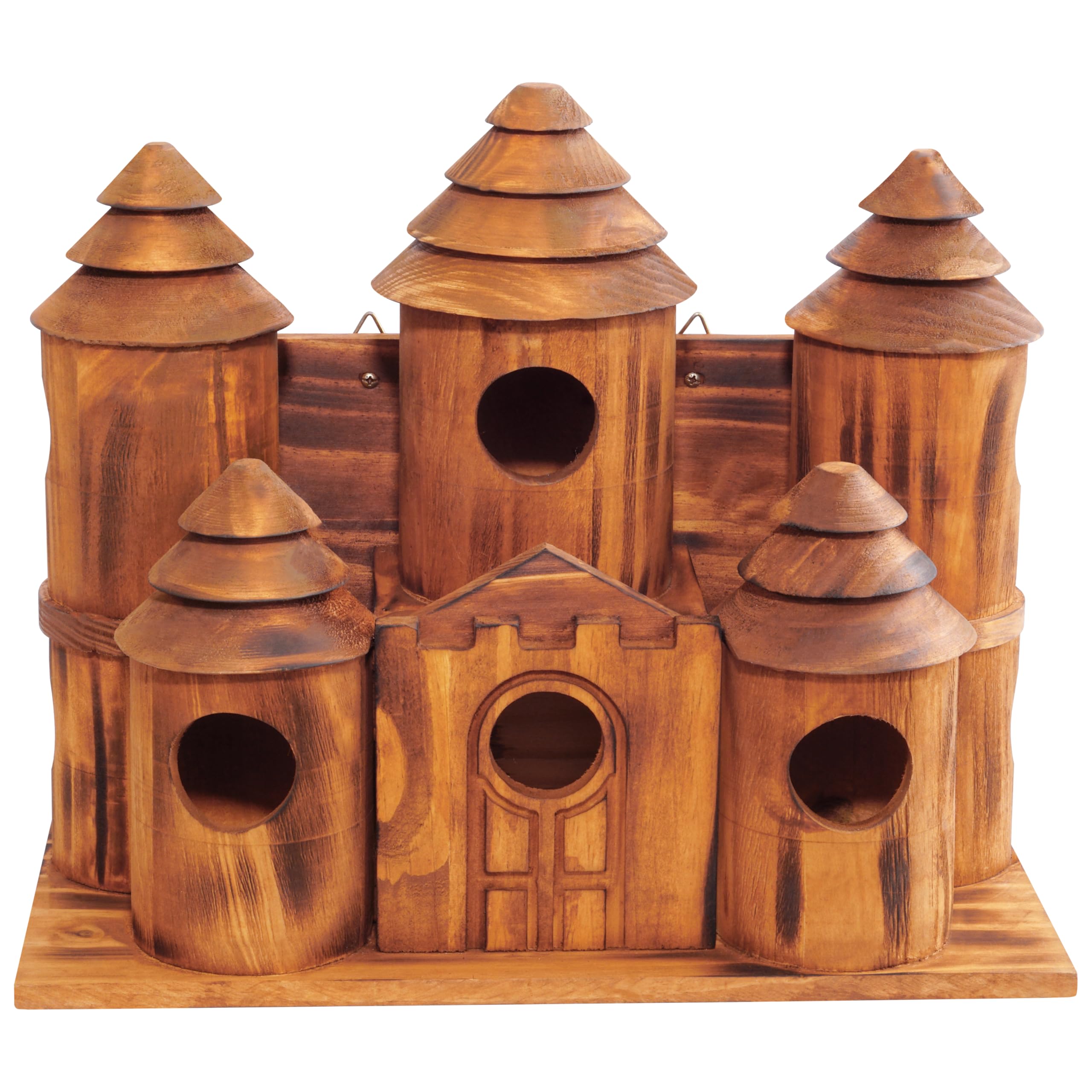 MIXUMON garden-mounted bird house in a yard setting.