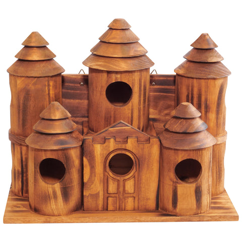 MIXUMON garden-mounted bird house in a yard setting.
