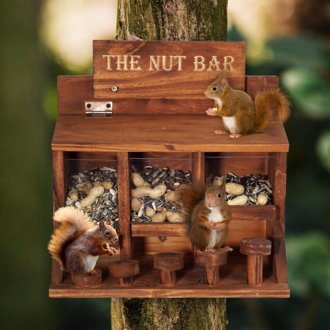 MIXUMON Nut Bar Squirrel Feeder Table thick 15mm pine detail.