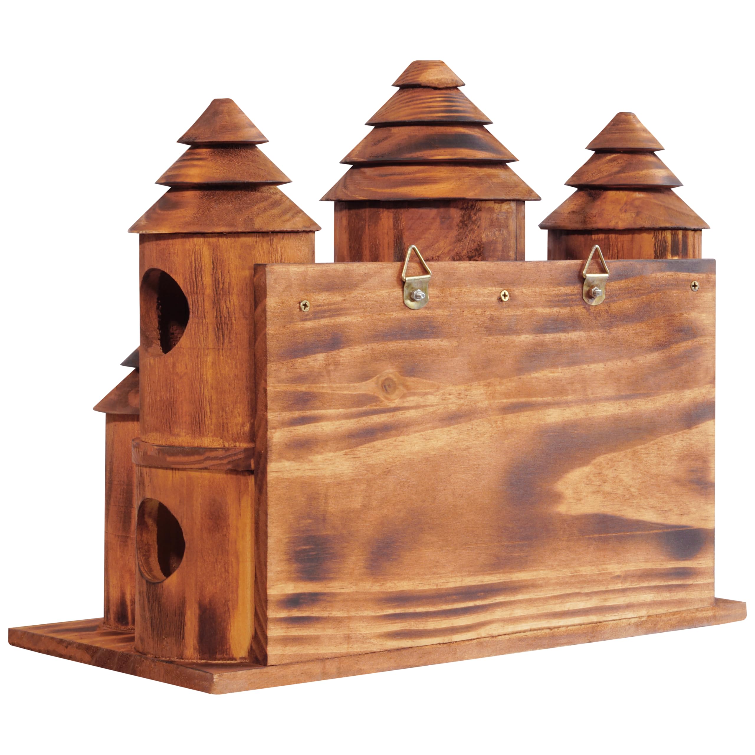 MIXUMON weathered rustic finish on the bird house blends with outdoors.