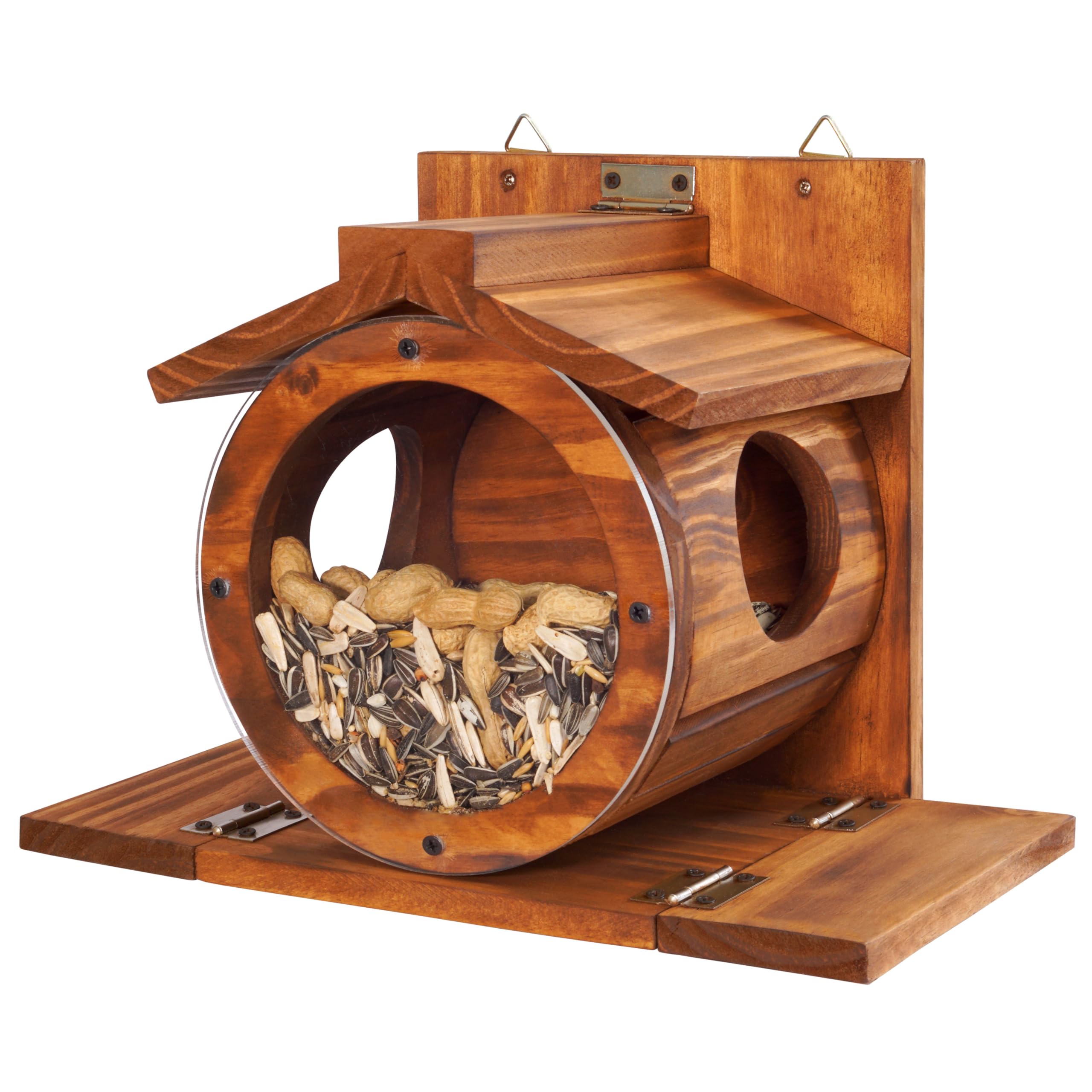 MIXUMON Wood Squirrel Feeder durable pine wood construction.