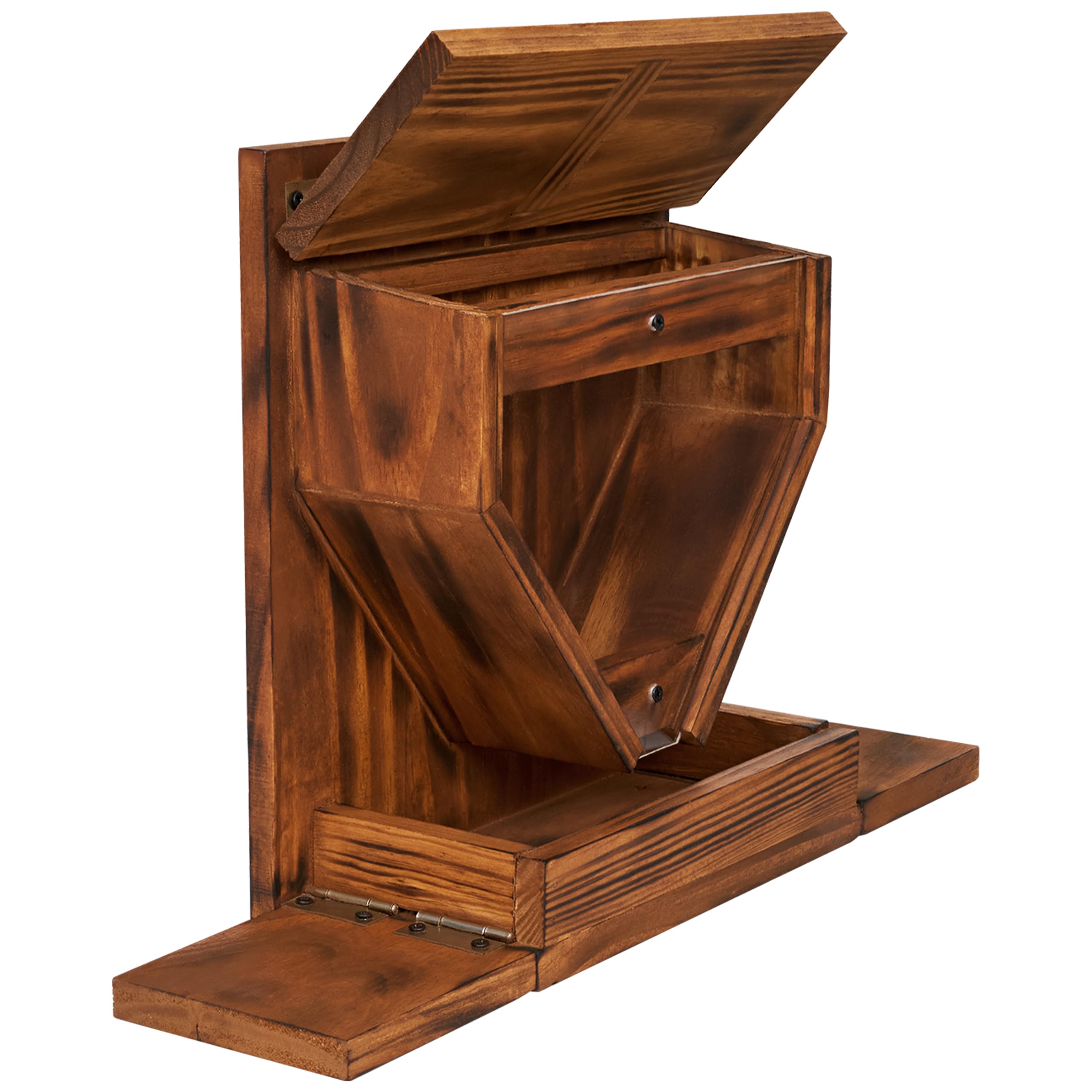 MIXUMON wood squirrel feeder front view with transparent panel for seed visibility