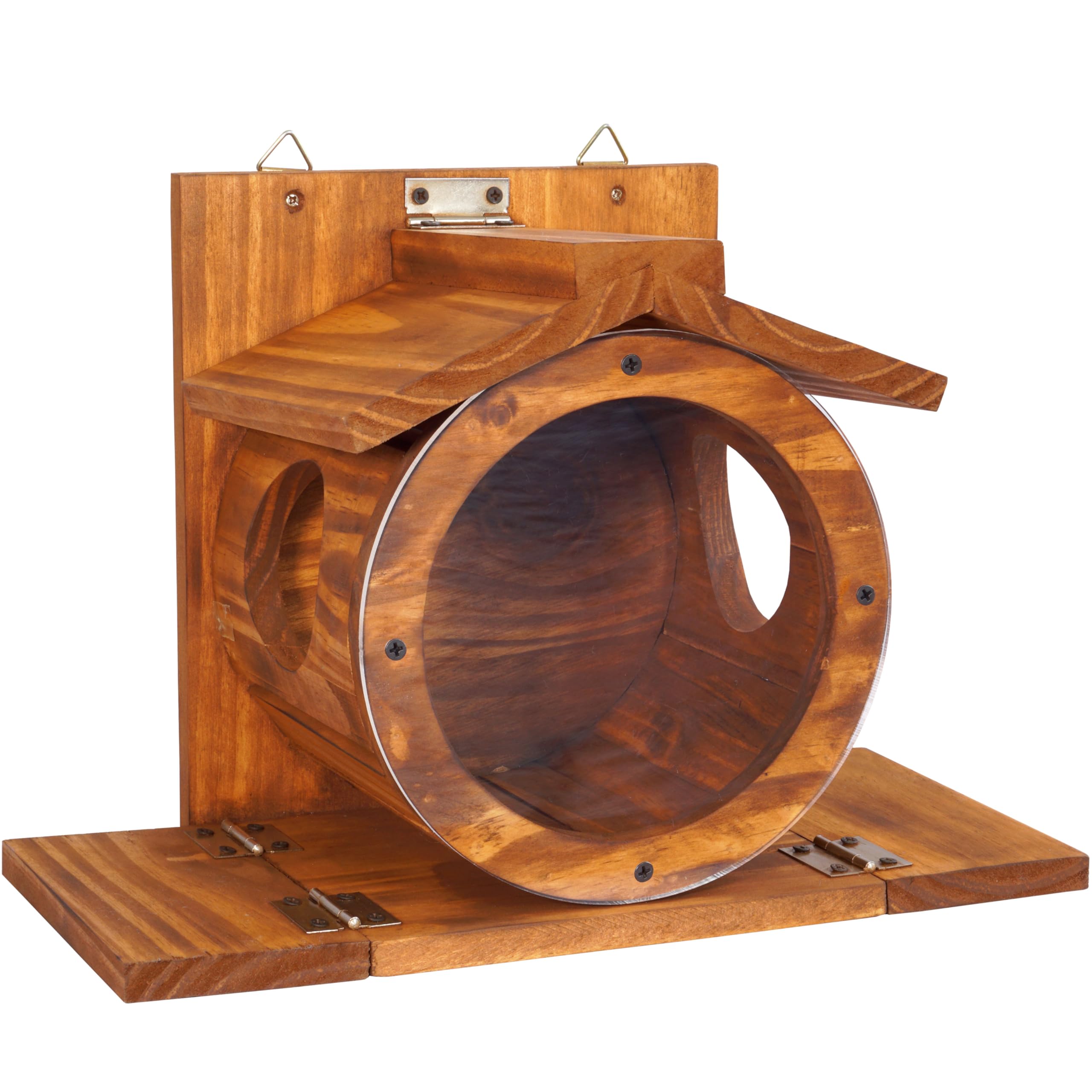 MIXUMON Wood Squirrel Feeder in garden setting for natural integration.